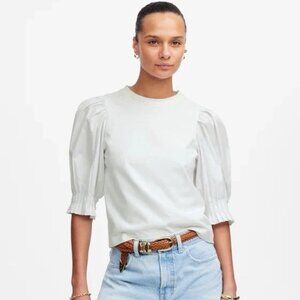 Madewell White Hazel Femme Mixy Top L NWT
